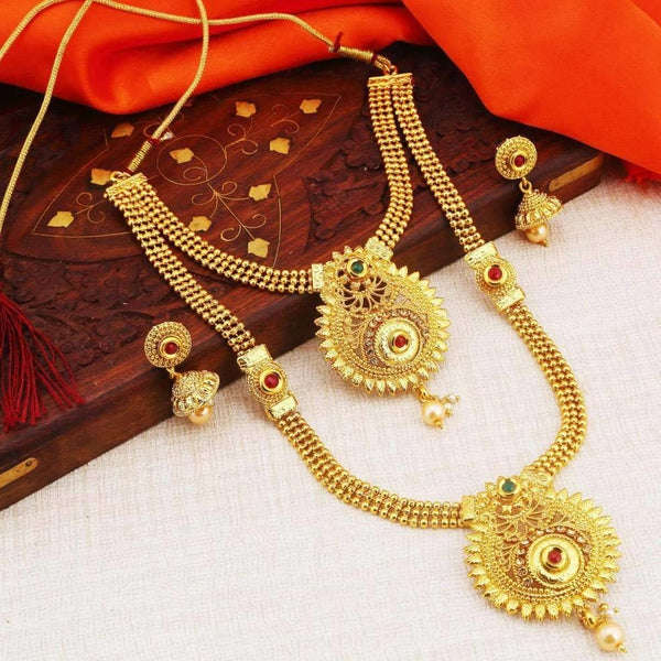 Cluster Gold Plated Necklace Set