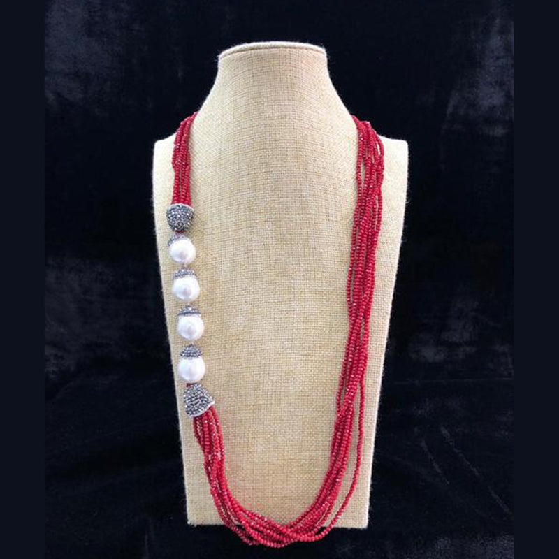 Splendid Side Pearl Pink Necklace