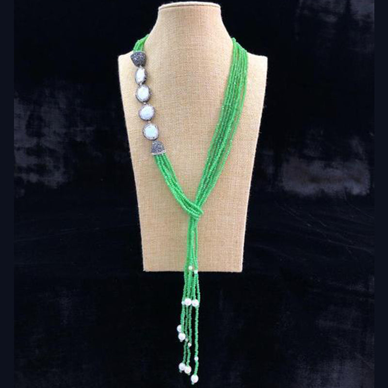 Twisted Green Beaded Gemstone Necklace
