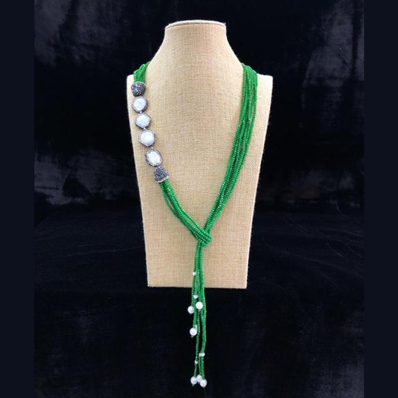 Twisted  Emerald Green Beaded Gemstone Necklace
