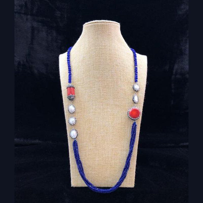 Exotic Blue Beaded Gemstone Necklace