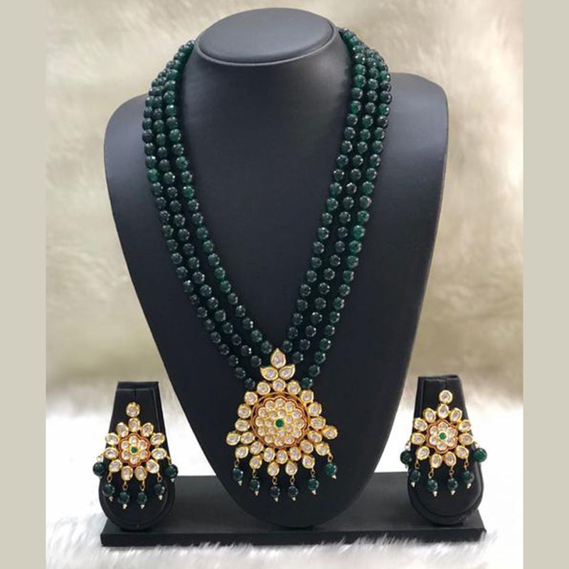 Multistranded Green Kundan Pendant Necklace Set