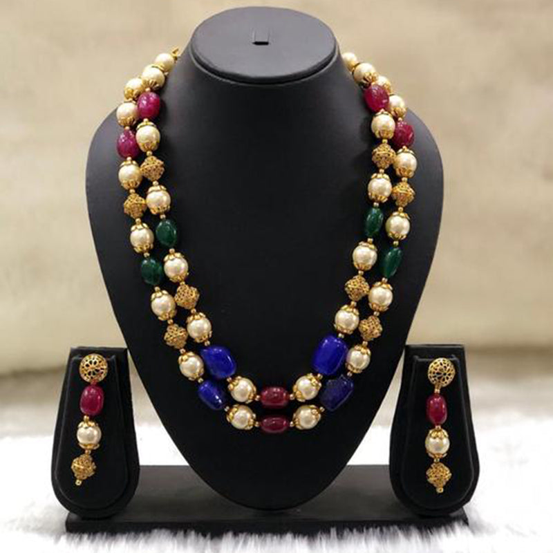 Two Stranded Multicolor Necklace Set