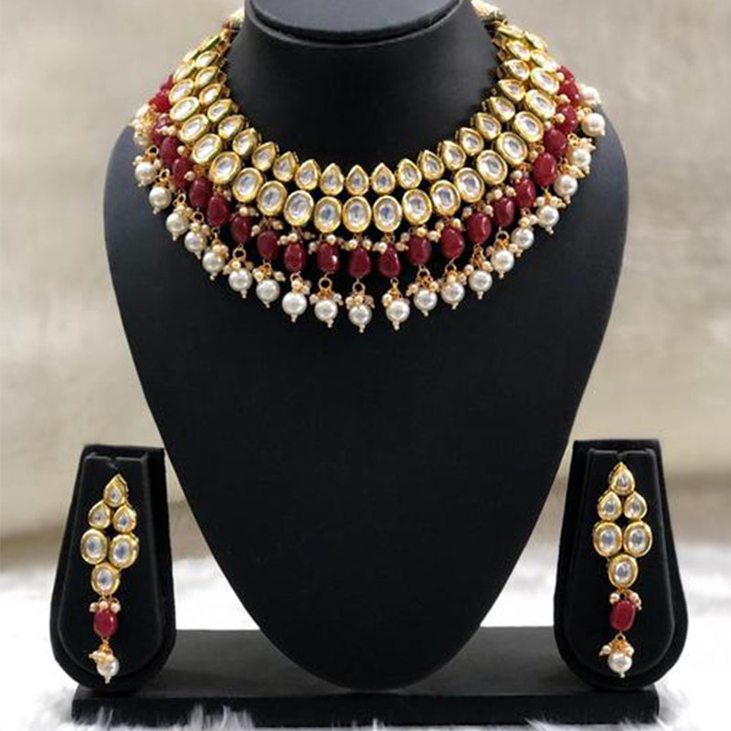 Glamorous Kundan Pearls Choker Necklace Set