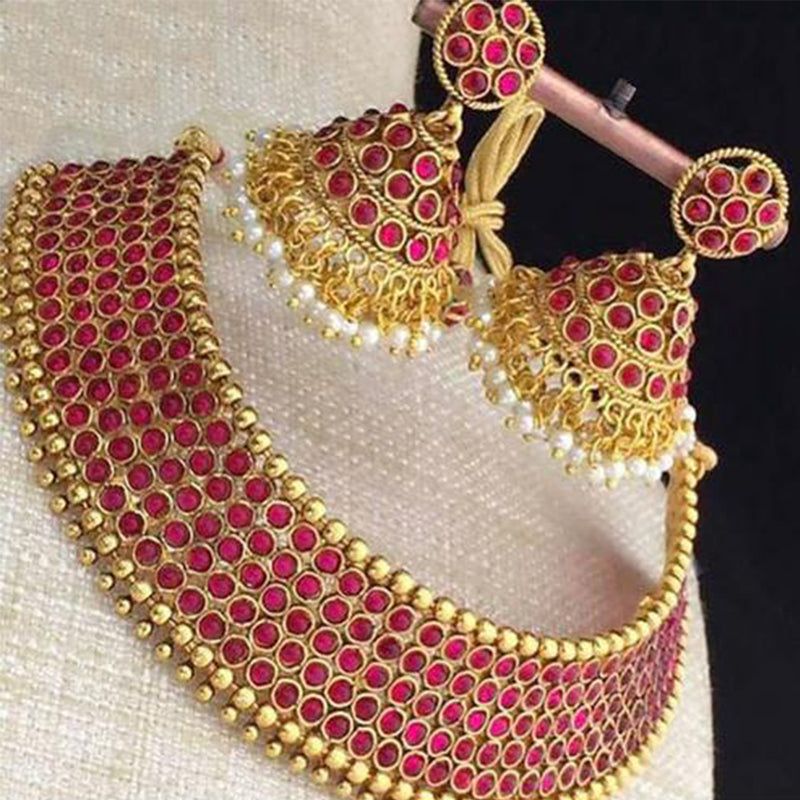 Charming Antique Kempu Choker Necklace Set