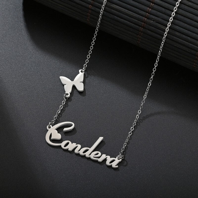 Lovely Hearts With Beautiful Butterfly Pendant Necklace