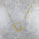 Stainless Steel Cubic Zirconia Gold Evil Eye Letter Alphabet Initial Pendant For Women Girls