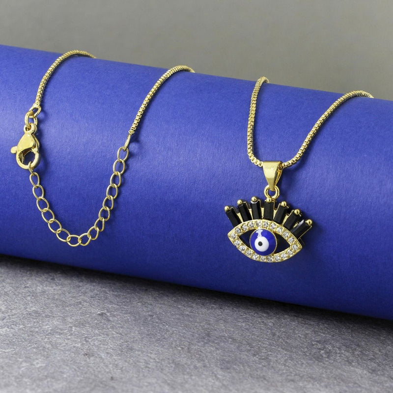 Black Blue Evil Eye Necklace Pendant Chain