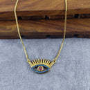 Evil Eye Eyelash Gold Blue Copper Necklace Pendant Chain For Women