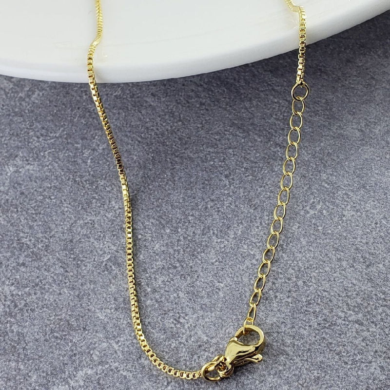Copper Cubic Zirconia Gold Blue Evil Eye Hamsa Necklace Pendant Chain