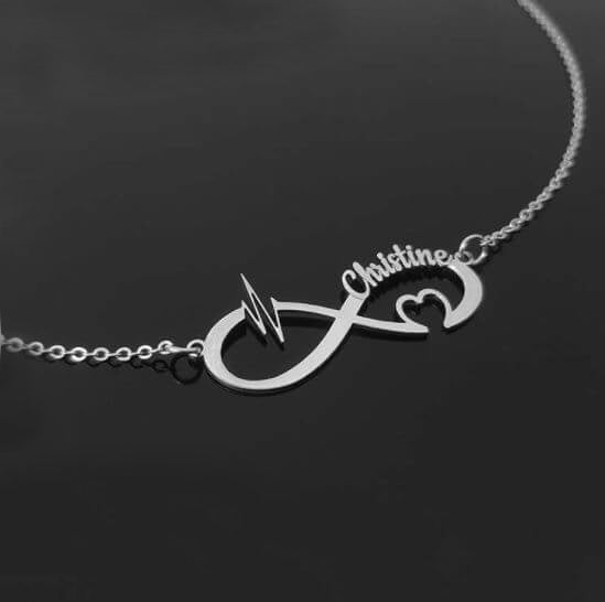 Personalized Infinity With Name Heartbeat Necklace