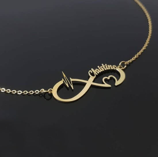 Personalized Infinity With Name Heartbeat Necklace