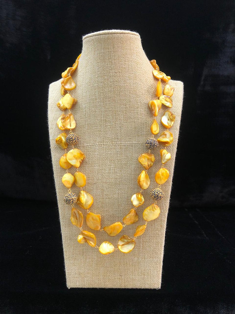Dandelion Yellow Two Line Agate Necklace