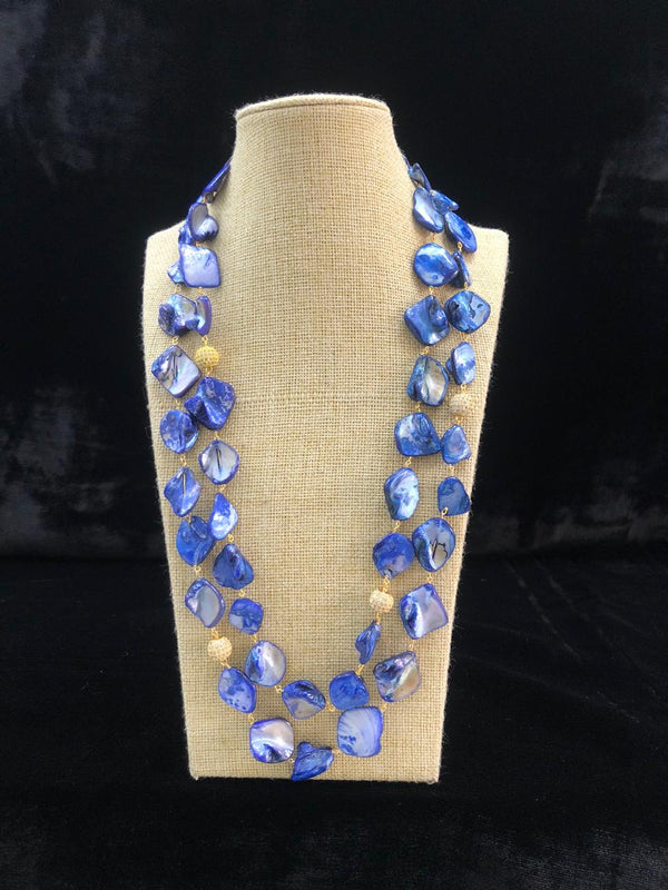 Persian Blue Two Line Agate Necklace