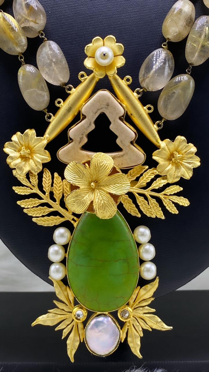 Streamlined Attractive Studded  Necklace Set