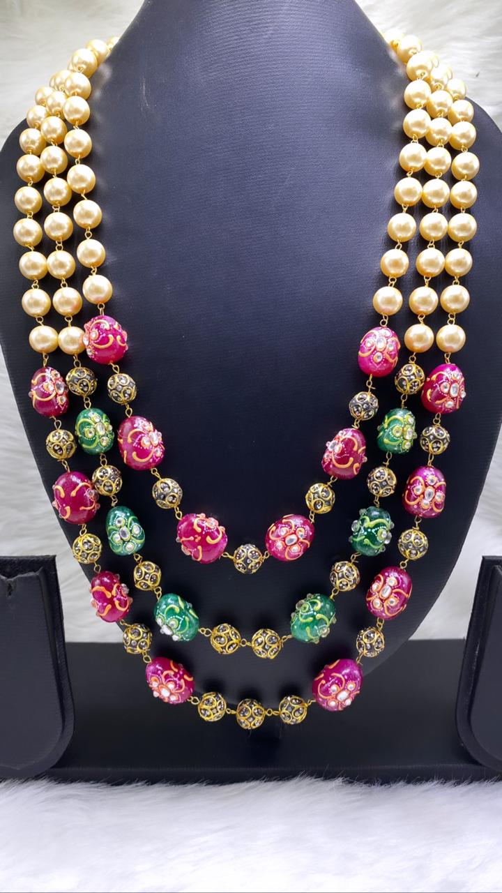 Striking Smoky Jaipuri Style Necklace Set