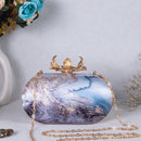 Designer Heavy Knob Printed Clutch