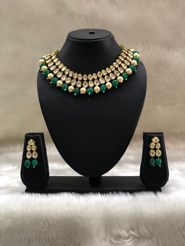 Kundan Green and Gold Necklace Set