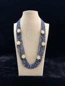 Black Flowered Crystal Necklace