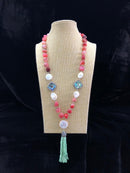 Red in White Beaded Decorative Necklace