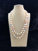 Shades of Peach Pink Pearl Two Line Necklace