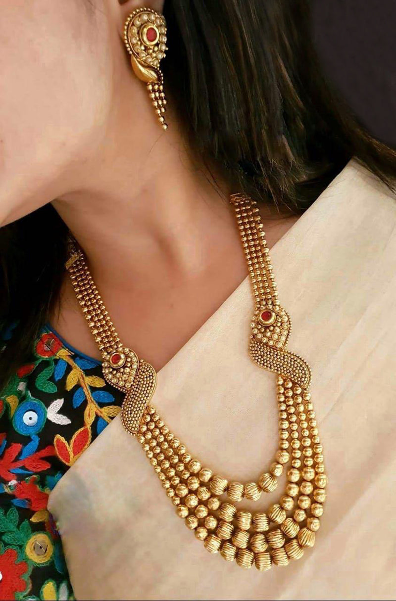 21 Must Have Gold Plated Long Necklace Designs • South India Jewels