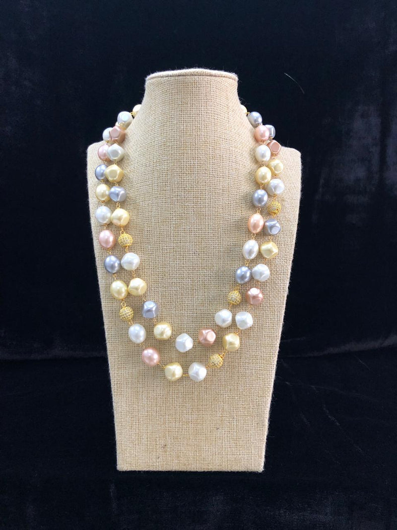 Mesmorizing Two Line Pearl Toned Necklace