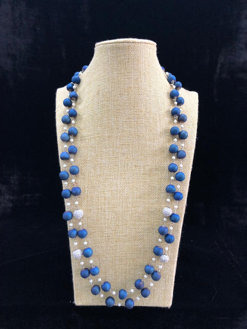 Blue Crystal Ball Decorative Necklace