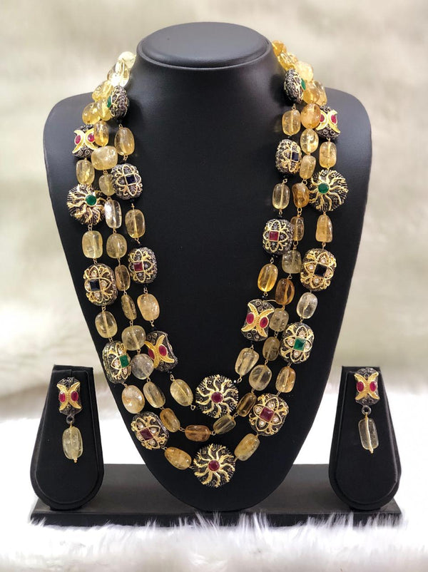 Yellow Replinesh Seed Necklace Set