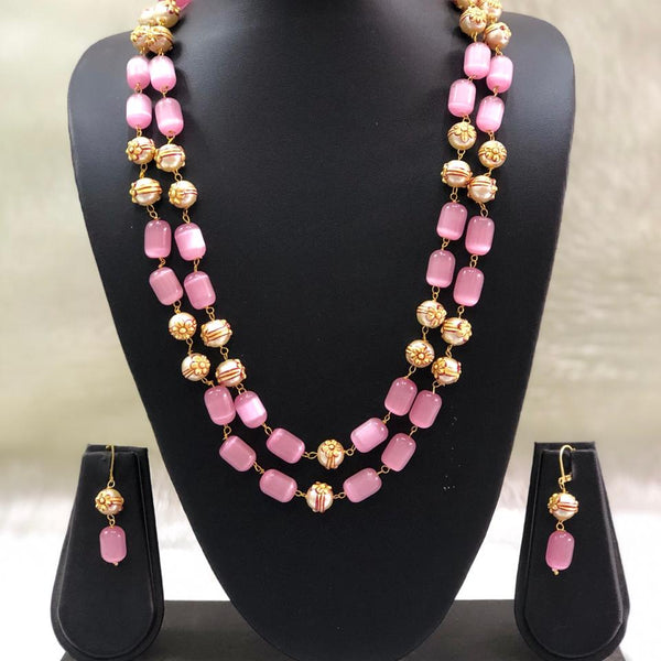 Layered Light Pink and Gold Beads
