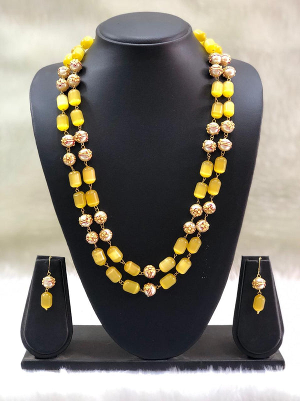 Layered  Lime Yellow and Gold Beads