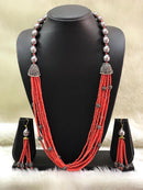 Incrediable Orange Decorative Necklace Set
