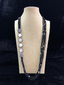 Splendid Side Coined Baroque Black Necklace