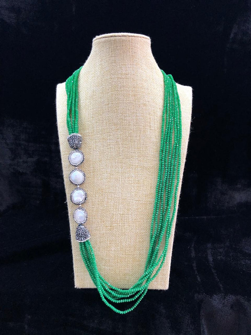 Radiant in Light Green Side Baroque Necklace