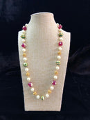 Multicolor Single Line Gold Beaded Necklace