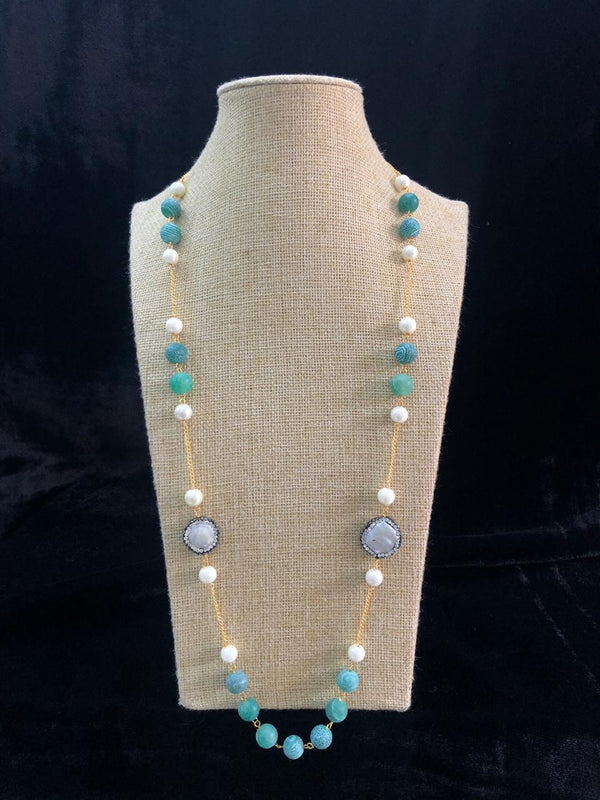 Light Blue and Green Cubic Ziricon Necklace