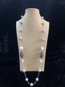 Grass Green and White Pearl Baroque Necklace