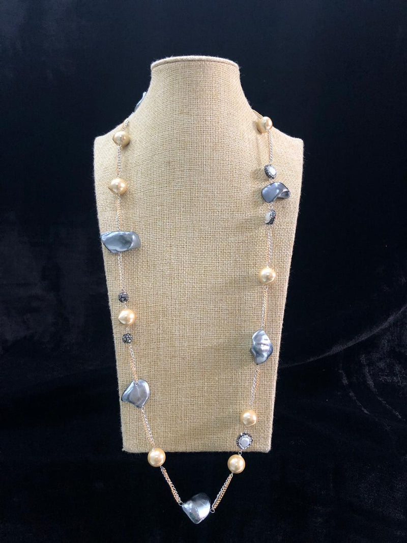 Mauve Pearl Chain Necklace