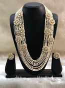 Floral White Rice Beads Necklace Set