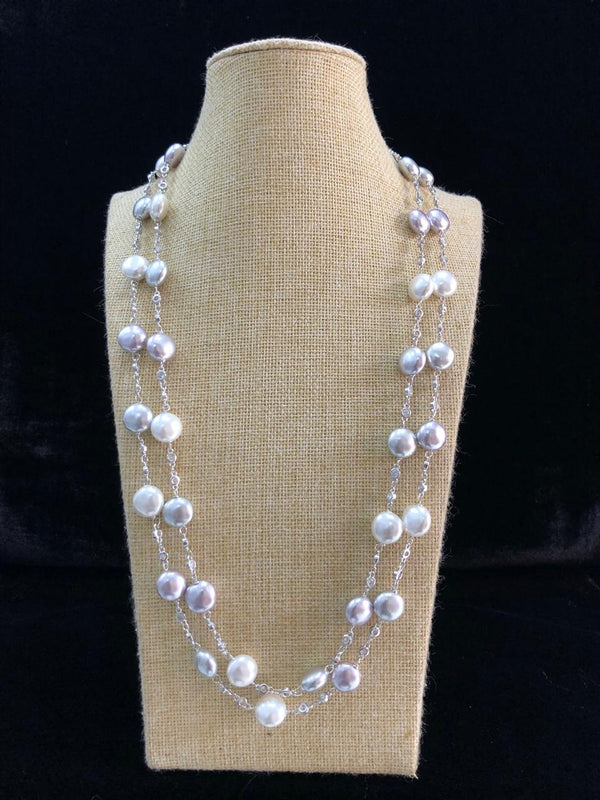Genuine Mauve Beads Chain Connected Necklace