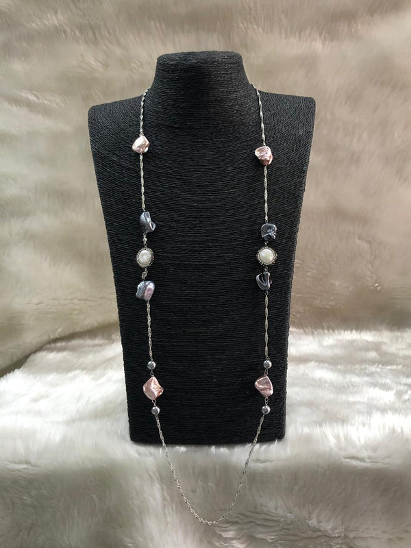 Fine Chain Long Gemstone Necklace