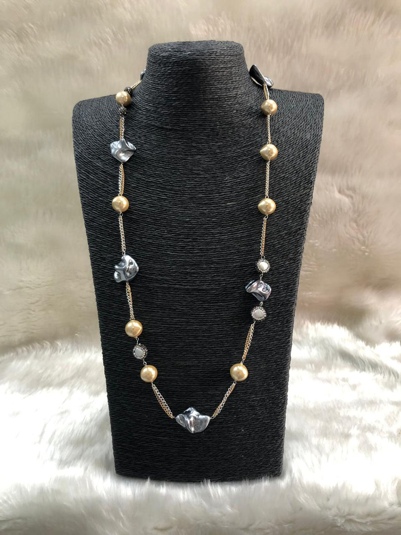Distinctive Chain Long Gemstone Necklace