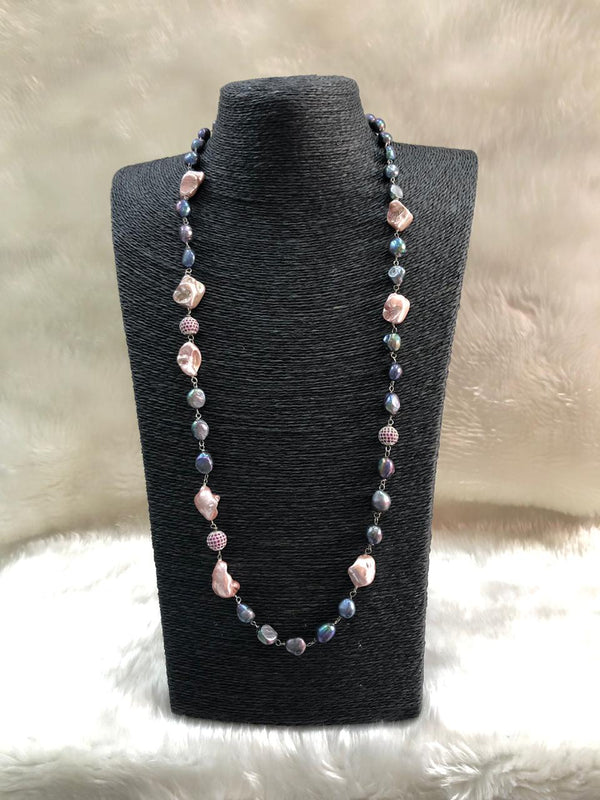 Enchring Preety Long Gemstone Necklace