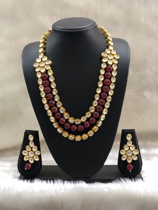 Floral Design Ruby Kundan Necklace Set