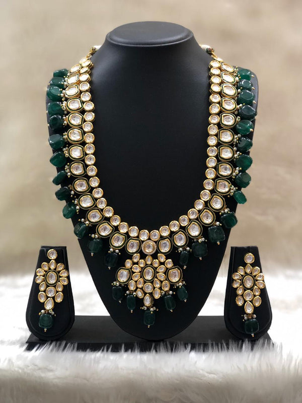 Infinity Pearl Green Kundan Necklace Set