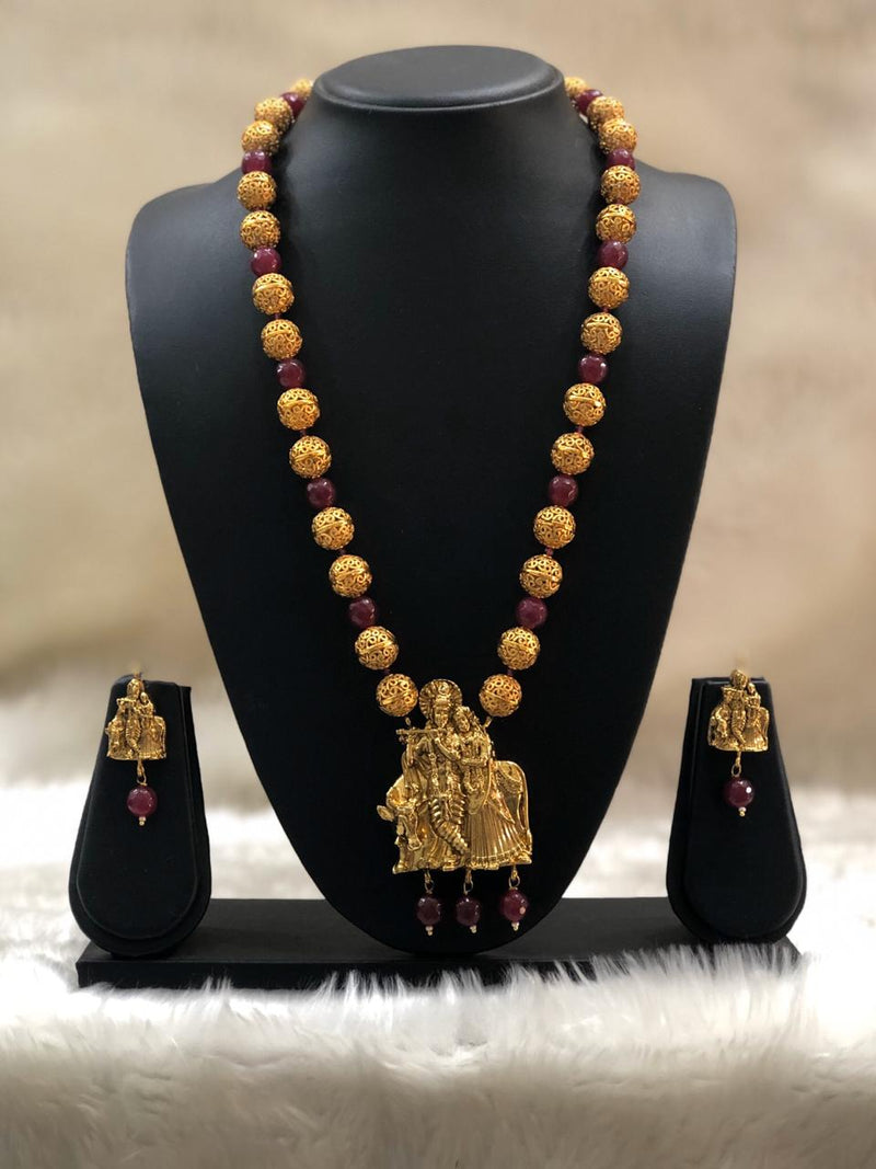 Radha Krishna Pendant Necklace Set