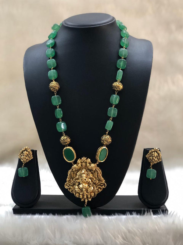 Green Pearl Laxmi Beaded Necklace Set