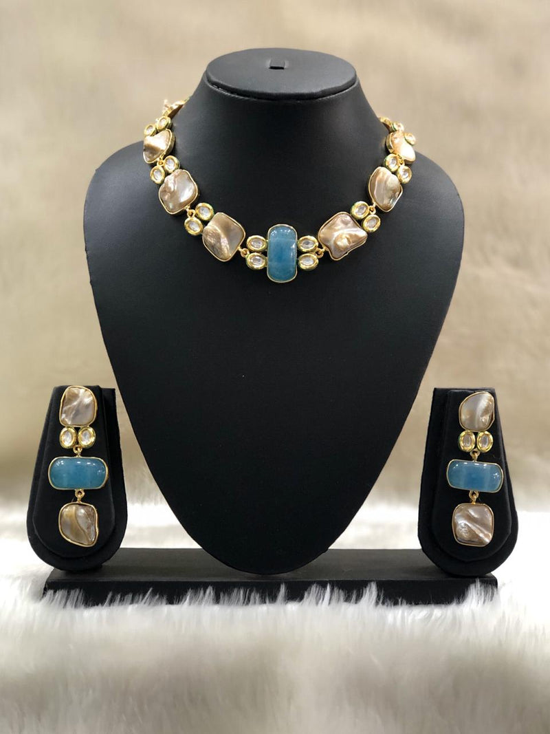 Blue Pearl Mother of Pearl Necklace Set