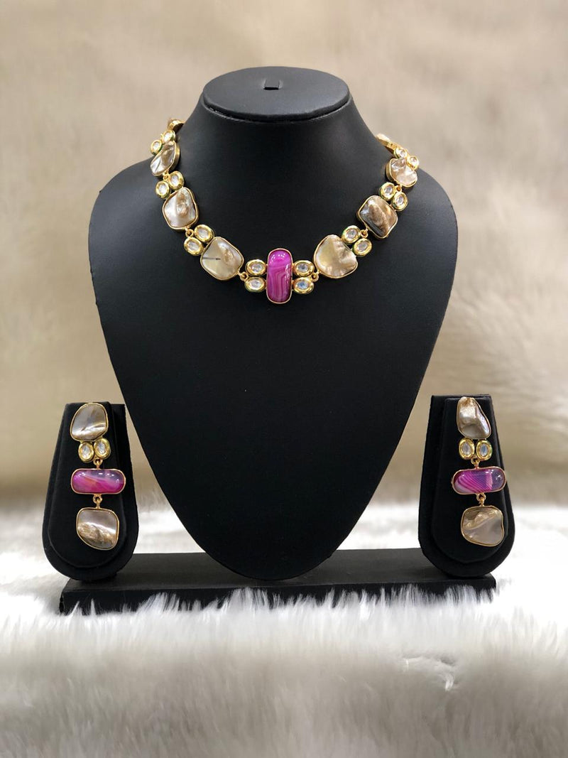 Pink Pearl Mother of Pearl Necklace Set