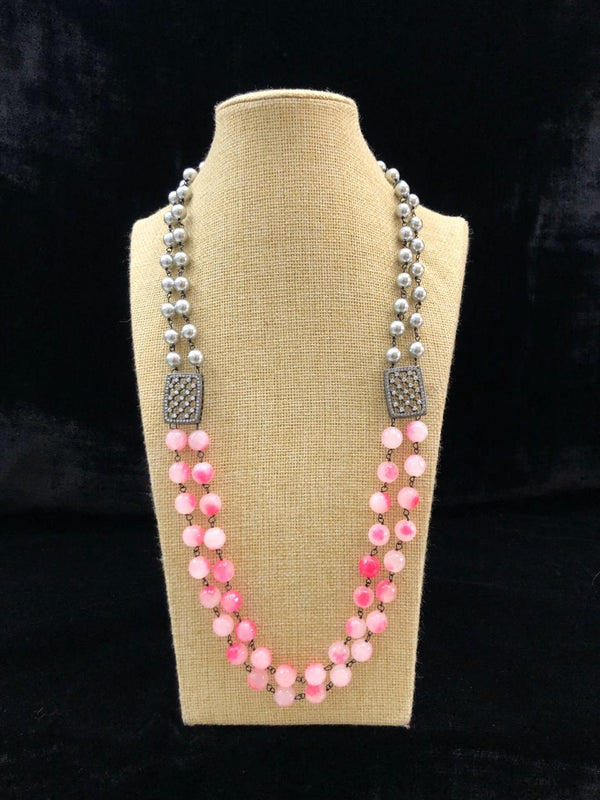 Astonishing Shades of Pink Dotted Gemstone Necklace